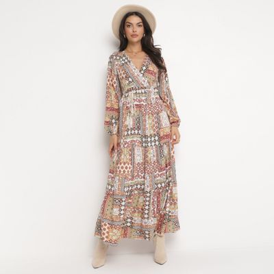 Sukienka kopertowa w stylu boho born2be ze sklepu: born2be.pl w kategorii: Sukienki - zdjęcie 054DCF2-170-2564_209997