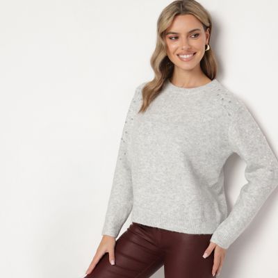 Sweter damski casual na zimę born2be ze sklepu: born2be.pl w kategorii: Swetry damskie - zdjęcie 054DCF2-170-2564_361106