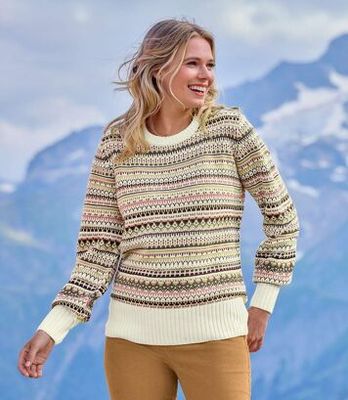 Atlas For Men - beżowy Sweter damski z okrągłym dekoltem ze sklepu: Atlas For Men w kategorii: Swetry damskie
