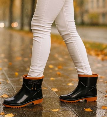 czarny Kalosze damskie płaskie casual ze sklepu: Pantofelek24.pl w kategorii: Kalosze damskie
