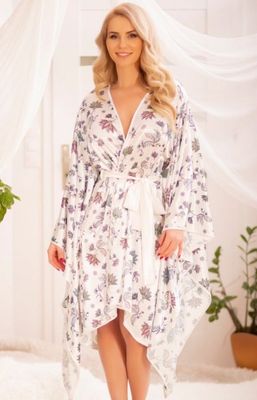 Kalimo - Szlafrok damski w kwiaty elegancki ze sklepu: intimiti.pl w kategorii: Szlafroki damskie - zdjęcie 3B4B001-93A-4736_219334