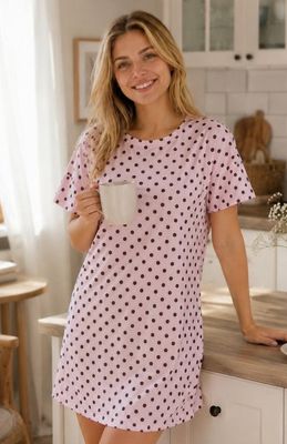 Koszula nocna w groszki casual Luna ze sklepu: intimiti.pl w kategorii: Koszule nocne - zdjęcie 3B4B001-93A-4736_260391