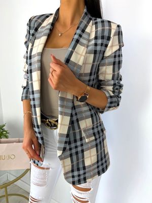 Marynarka ModnaKiecka.pl ze sklepu: ModnaKiecka.pl w kategorii: Marynarki damskie - zdjęcie 64ECE52-355-6290_23060570