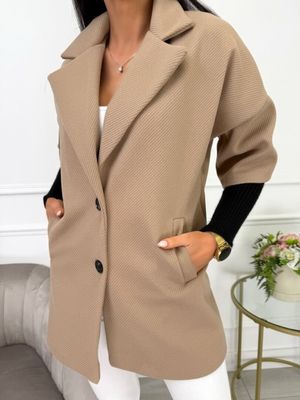 Płaszcz damski casual ModnaKiecka.pl ze sklepu: ModnaKiecka.pl w kategorii: Płaszcze damskie - zdjęcie 64ECE52-355-6290_23066430