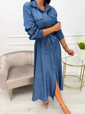 Sukienka szmizjerka ModnaKiecka.pl ze sklepu: ModnaKiecka.pl w kategorii: Sukienki - zdjęcie 64ECE52-355-6290_23067468