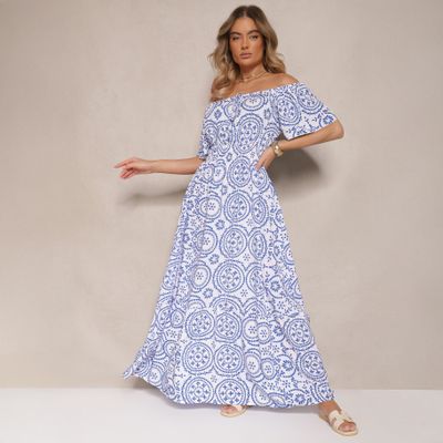 Sukienka w stylu boho z odkrytymi ramionami Renee ze sklepu: renee.pl w kategorii: Sukienki - zdjęcie 6BEED23A-9DF-769_374424
