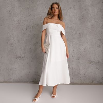 Sukienka z odkrytymi ramionami elegancka Renee ze sklepu: renee.pl w kategorii: Sukienki - zdjęcie 6BEED23A-9DF-769_406914