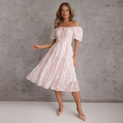Sukienka z odkrytymi ramionami elegancka Renee ze sklepu: renee.pl w kategorii: Sukienki - zdjęcie 6BEED23A-9DF-769_407344