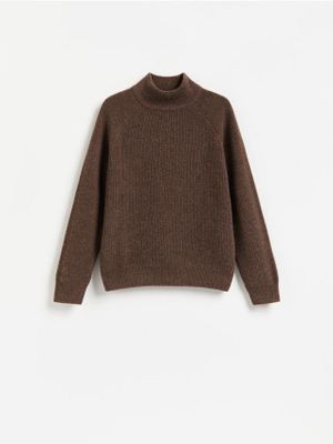 brązowy Sweter męski na zimę Reserved ze sklepu: Reserved w kategorii: Swetry męskie
