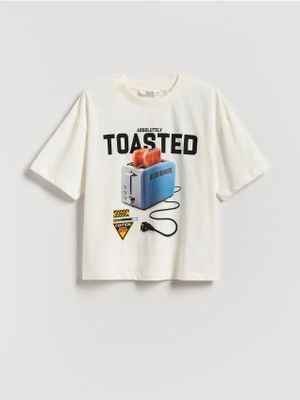 biały T-shirt chłopięce na lato Reserved ze sklepu: Reserved w kategorii: T-shirty chłopięce