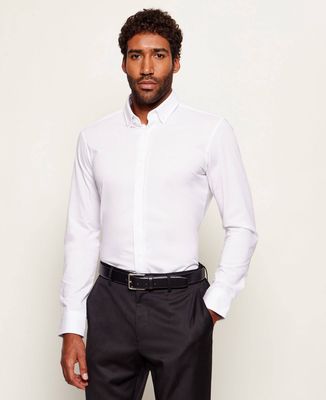 Koszula męska z klasycznym kołnierzykiem BOSS BLACK ze sklepu: Gomez Fashion Store w kategorii: Koszule męskie - zdjęcie 874714-BD9-10338_BB222M000207100