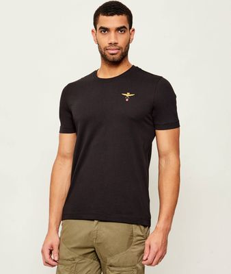 Aeronautica Militare - T-shirt męski casual ze sklepu: Gomez Fashion Store w kategorii: T-shirty męskie - zdjęcie 874714-BD9-10338_AM222M000019004