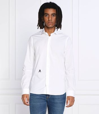 Koszula męska z klasycznym kołnierzykiem Philipp Plein ze sklepu: Gomez Fashion Store w kategorii: Koszule męskie - zdjęcie 874714-BD9-10338_PN225M000059001