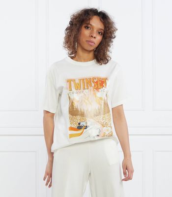 Bluzka damska wiosenna w stylu młodzieżowym Twinset U&B ze sklepu: Gomez Fashion Store w kategorii: Bluzki damskie - zdjęcie 874714-BD9-10338_TB232W000007055