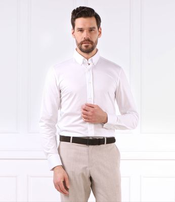 Koszula męska wiosenna z kołnierzykiem button down BOSS BLACK ze sklepu: Gomez Fashion Store w kategorii: Koszule męskie - zdjęcie 874714-BD9-10338_BB232M000205100
