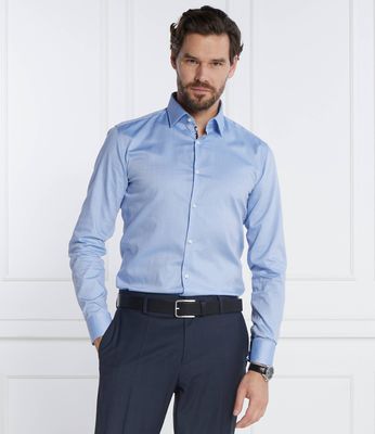 Koszula męska z kołnierzykiem button down HUGO ze sklepu: Gomez Fashion Store w kategorii: Koszule męskie - zdjęcie 874714-BD9-10338_BU235M000114459