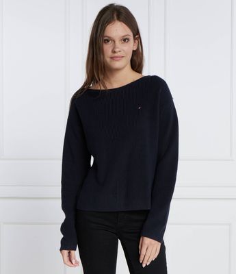 Tommy Hilfiger - Sweter damski na zimę casual ze sklepu: Gomez Fashion Store w kategorii: Swetry damskie - zdjęcie 874714-BD9-10338_TH235W000033F23