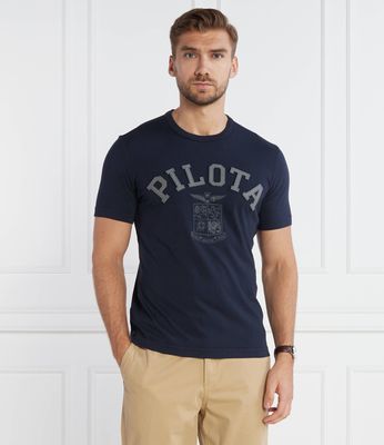 Aeronautica Militare - T-shirt męski wiosenny casualowy ze sklepu: Gomez Fashion Store w kategorii: T-shirty męskie - zdjęcie 874714-BD9-10338_AM235M000074180