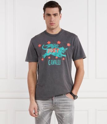T-shirt męski w stylu młodzieżowym Just Cavalli ze sklepu: Gomez Fashion Store w kategorii: T-shirty męskie - zdjęcie 874714-BD9-10338_CA242M000069899