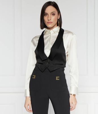 Kamizelka damska casual Elisabetta Franchi ze sklepu: Gomez Fashion Store w kategorii: Kamizelki damskie - zdjęcie 874714-BD9-10338_EF242W000052110