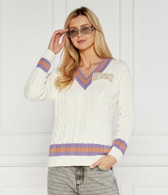 Sweter damski casualowy HUGO ze sklepu: Gomez Fashion Store w kategorii: Swetry damskie - zdjęcie 874714-BD9-10338_BU244W000070102