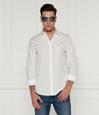 Armani Exchange - Koszula męska z klasycznym kołnierzykiem wiosenna ze sklepu: Gomez Fashion Store w kategorii: Koszule męskie - zdjęcie 874714-BD9-10338_AX245M000099155