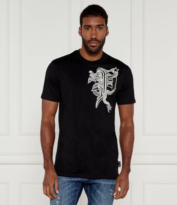 T-shirt męski w stylu młodzieżowym Philipp Plein ze sklepu: Gomez Fashion Store w kategorii: T-shirty męskie - zdjęcie 874714-BD9-10338_PN245M000019002
