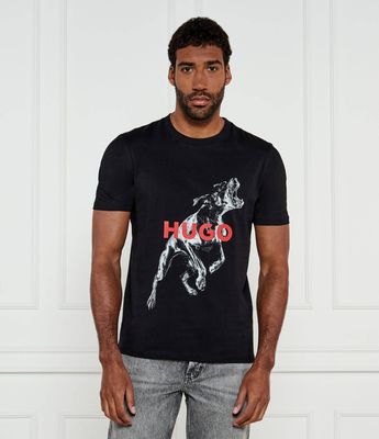 T-shirt męski wiosenny młodzieżowy HUGO ze sklepu: Gomez Fashion Store w kategorii: T-shirty męskie - zdjęcie 874714-BD9-10338_BU251M000186002