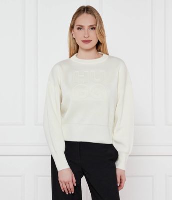 Sweter damski na zimę HUGO ze sklepu: Gomez Fashion Store w kategorii: Swetry damskie - zdjęcie 874714-BD9-10338_BU251W000092102