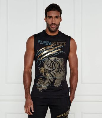 T-shirt męski w stylu młodzieżowym na wiosnę Plein Sport ze sklepu: Gomez Fashion Store w kategorii: T-shirty męskie - zdjęcie 874714-BD9-10338_PS251M000014814