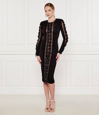 Sukienka dopasowana Elisabetta Franchi ze sklepu: Gomez Fashion Store w kategorii: Sukienki - zdjęcie 874714-BD9-10338_EF252W000038110