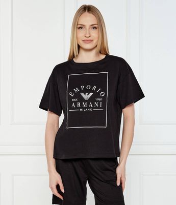 Piżama w nadruki z napisami Emporio Armani ze sklepu: Gomez Fashion Store w kategorii: Piżamy damskie - zdjęcie 874714-BD9-10338_EB252W000005M13