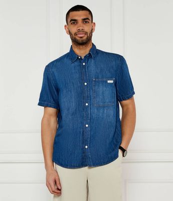 Koszula męska z klasycznym kołnierzykiem na lato Calvin Klein Jeans ze sklepu: Gomez Fashion Store w kategorii: Koszule męskie - zdjęcie 874714-BD9-10338_CJ252M000083195