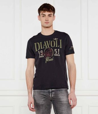 T-shirt męski w stylu młodzieżowym Aeronautica Militare ze sklepu: Gomez Fashion Store w kategorii: T-shirty męskie - zdjęcie 874714-BD9-10338_AM252M000015001