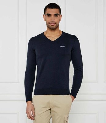 Aeronautica Militare - Sweter męski casualowy ze sklepu: Gomez Fashion Store w kategorii: Swetry męskie - zdjęcie 874714-BD9-10338_AM251M000015001