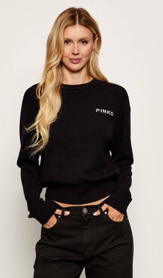 Sweter damski Pinko ze sklepu: Gomez Fashion Store w kategorii: Swetry damskie - zdjęcie 874714-BD9-10338_PI254W000135262