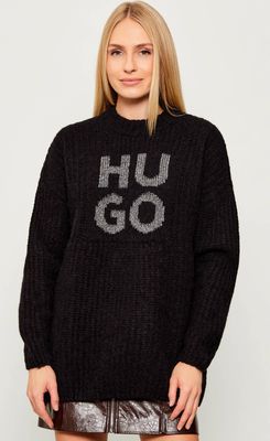 HUGO - Sweter damski zimowy ze sklepu: Gomez Fashion Store w kategorii: Swetry damskie - zdjęcie 874714-BD9-10338_BU255W000116001