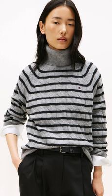 Tommy Hilfiger - Sweter damski zimowy ze sklepu: Gomez Fashion Store w kategorii: Swetry damskie - zdjęcie 874714-BD9-10338_TH255W000213Z80