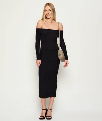 Sukienka elegancka z odkrytymi ramionami Armani Exchange ze sklepu: Gomez Fashion Store w kategorii: Sukienki - zdjęcie 874714-BD9-10338_AX255W000063H50