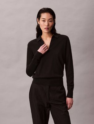 Sweter damski na zimę casual Calvin Klein ze sklepu: Gomez Fashion Store w kategorii: Swetry damskie - zdjęcie 874714-BD9-10338_CK255W000163544
