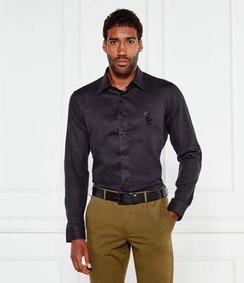Koszula męska elegancka z klasycznym kołnierzykiem Philipp Plein ze sklepu: Gomez Fashion Store w kategorii: Koszule męskie - zdjęcie 874714-BD9-10338_PN254M000027002