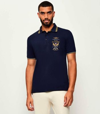 T-shirt męski casual Aeronautica Militare ze sklepu: Gomez Fashion Store w kategorii: T-shirty męskie - zdjęcie 874714-BD9-10338_AM255M000092001