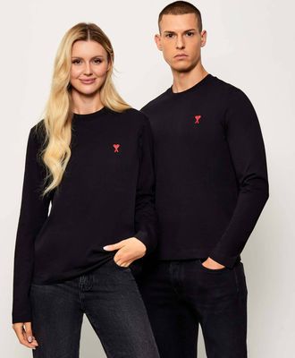 Bluzka damska jesienna AMI Paris ze sklepu: Gomez Fashion Store w kategorii: Bluzki damskie - zdjęcie 874714-BD9-10338_AI255U000022001
