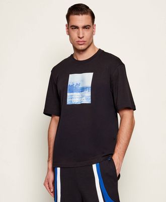 Hugo Blue - T-shirt męski w stylu młodzieżowym ze sklepu: Gomez Fashion Store w kategorii: T-shirty męskie - zdjęcie 874714-BD9-10338_BJ261M000030001