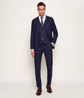 HUGO - Garnitur męski elegancki wiosenny ze sklepu: Gomez Fashion Store w kategorii: Garnitury męskie - zdjęcie 874714-BD9-10338_BU261M000031405