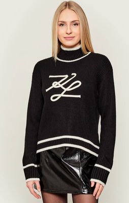 Karl Lagerfeld - Sweter damski na zimę casual ze sklepu: Gomez Fashion Store w kategorii: Swetry damskie - zdjęcie 874714-BD9-10338_KL255W000099087