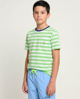 zielony T-shirt chłopięce w paski Polo Ralph Lauren ze sklepu: Gomez Fashion Store w kategorii: T-shirty chłopięce