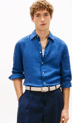 Koszula męska na lato Tommy Hilfiger ze sklepu: Gomez Fashion Store w kategorii: Koszule męskie - zdjęcie 874714-BD9-10338_TH262M000061ZC2