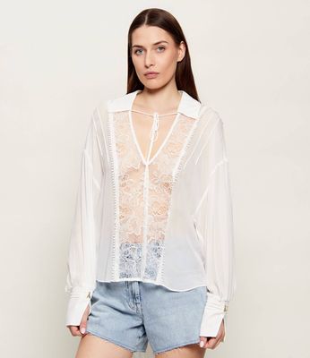 Bluzka damska elegancka na wiosnę Patrizia Pepe ze sklepu: Gomez Fashion Store w kategorii: Bluzki damskie - zdjęcie 874714-BD9-10338_PK262W000014074