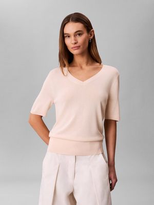 Calvin Klein - Sweter damski casualowy na lato ze sklepu: Gomez Fashion Store w kategorii: Swetry damskie - zdjęcie 874714-BD9-10338_CK262W000118Y71